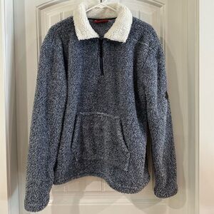 Misty Mountain Blue 1/4 Zip Teddy Bear Fleece Pullover XL Sweater
